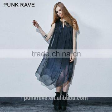 PQ-125 PUNK RAVE Brand Magician Conjures Beautiful Fish Tail Real Silk A Shape Long Dress photo-2