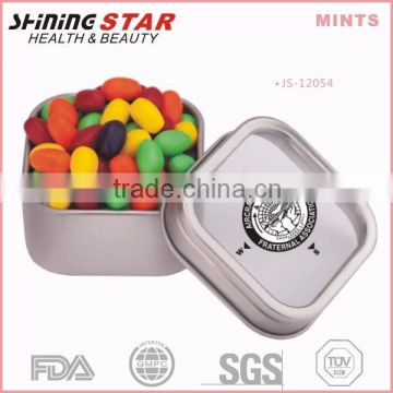 JS-12054 mouth refresh 60 mints with different colors in square tin for children