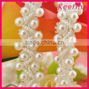 2015 Newest Fancy pearl and bead braided trim for wedding WTP-1207