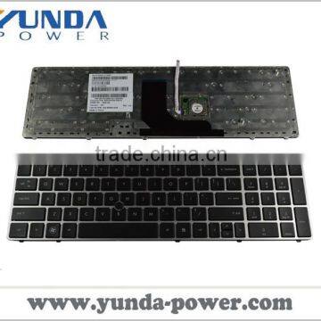 Laptop Replacement Keyboard for HP 8560P SILVER FRAME BLACK(With Point stick)