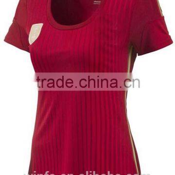 custom made strip ladies dry fit sublimation red t shirt