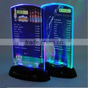 Acrylic LED desk menu display holder