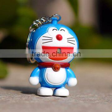 Cartoon Character Doraemon LED light flash keychain with sound