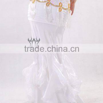 Sexy Belly Dance Skirt , Long Ballroom Dancing Dress , White Belly Dancing Skirt