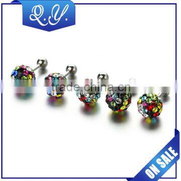 Retro Crystal Earring Rainbow Colored Rhinestone Jewelry Body Piercing Ear Studs