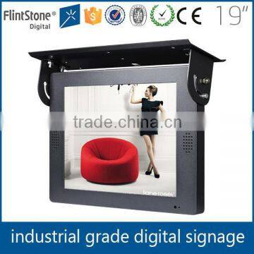 15,19 inch haning bracket 12v-24v advertising bus monitor with VGA BNC multi signal input