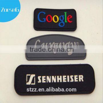 Clothing sticker label polyester rubber logo 2016 rubber fabric for sewing