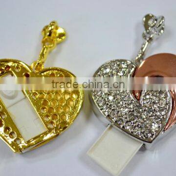 Wholesale better design heart shape Jewelry swivel USB Flash Drive 8GB/16GB USB2.0
