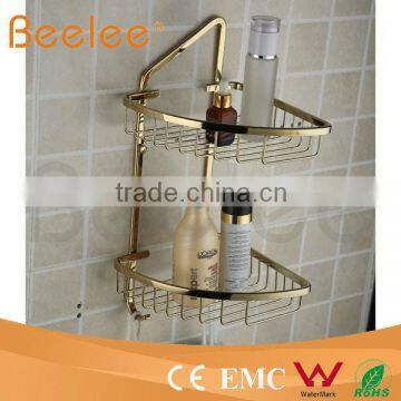 Double corner Bathroom storage basket Bathroom hanging basket Brass bathroom basket with hook