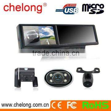 Chelong Exclusive Private Mode 4.3inch + 720P + three camera + G-sensor + rearview mirror car dvr