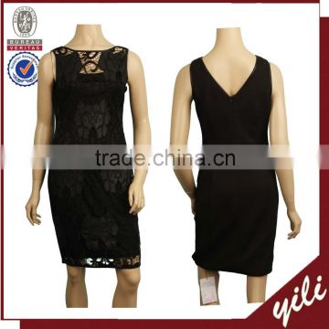 Sleeveless Black lace mature ladies office wear to work dresses WD140330134