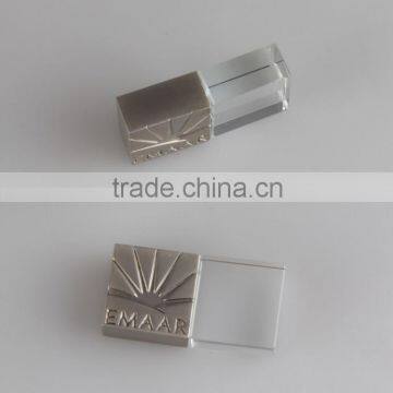 2014 crystal usb flash stick custom logo brand with led light                        
                                                Quality Choice