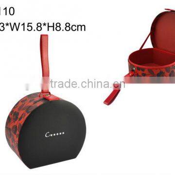 Irregular round shape paper gift box with PU handle factory directly sale