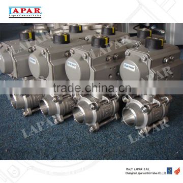 LAPAR pneumatic 3-piece stainless steel welded ball valves