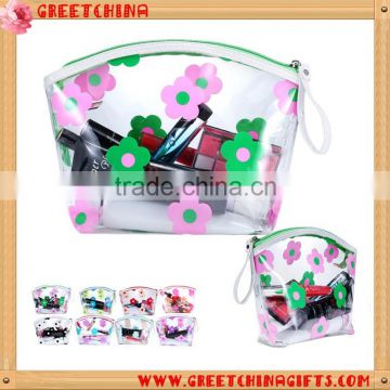 Cheap handled pvc cosmetic bag with zipper