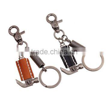 Hot Metal Hammer Cow Leather Keychain Men's Fashion Handmade Decoration Calf Skin Leather Keyring FHMK0005