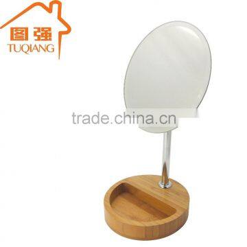 Fashion bamboo single sided tabletop cosmetic mirror