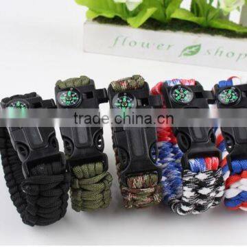 Mixed colors Type III army paracord bracelets with compass