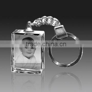 Factory wholesale birthday premiums gifts custom design with baby photo laser inside K9 crystal souvenir keychain