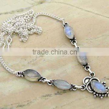 .925 Sterling Silver Necklace Jewelry Wholesale Jewellery With Rainbow Stone