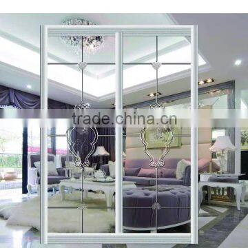 romantic flower in white aluminum frame with low price of glass sliding design door