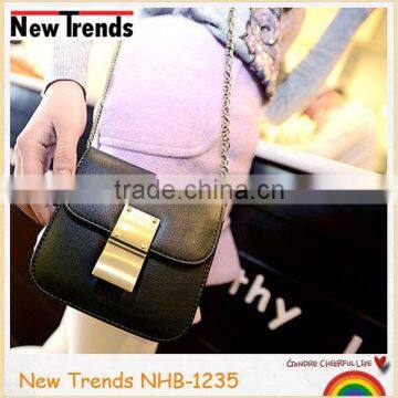 Fashion black small bag with golden buckle