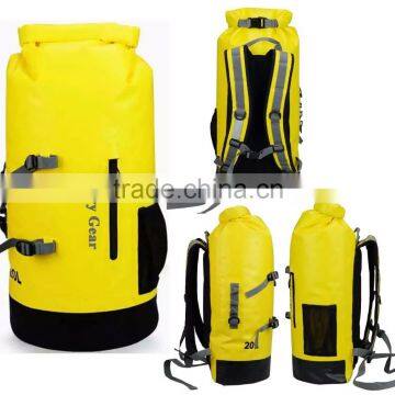 New fashion yellow waterproof dry backpack for kayak hiking floating