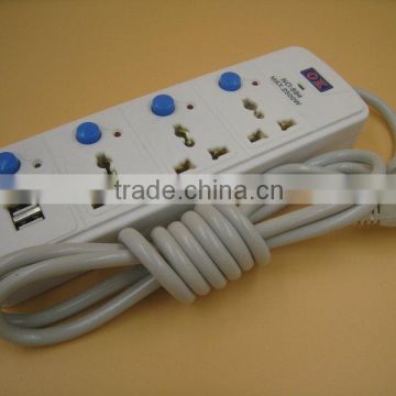 Universal EU extension power outlets with usb for Thailand Indonesia