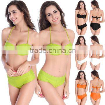 Hot Sexy Women's bikini fission pure color Swimwear Bathing Suit M L XL