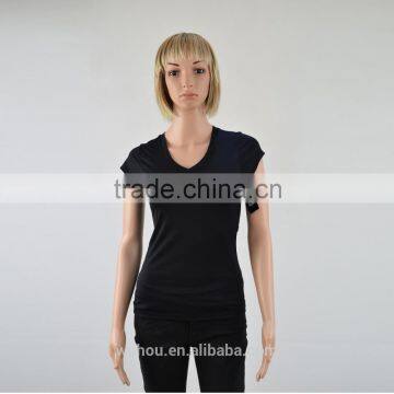 2016 Women's V Neck Pure Color Fitness T-shirts photo-3
