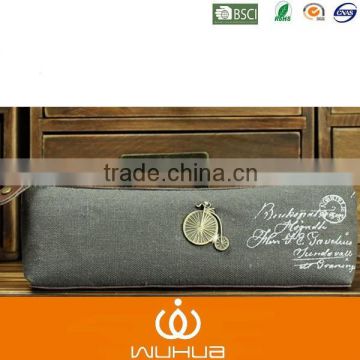 metal logo customer wholesale canvas pencil case