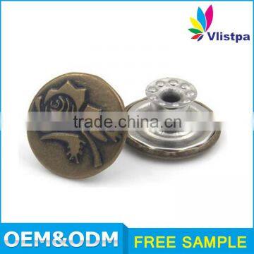 Fancy Moving Denim Custom Engraving Logo Button Screw Metal Button for Women's Jeans photo-3