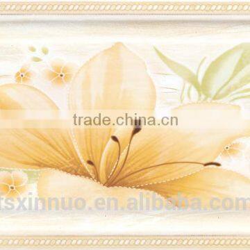 FOSHAN yellow Lily paterrns marble style design inkjet tile polished porcelain floor tile 300x600mm SA9530H1D