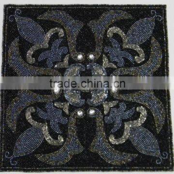 NP657square black beaded placemat