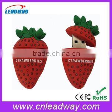 strawberry usb flash drive stick wholesale fruit usb memory sticks with branded chips 128MB to 64GB