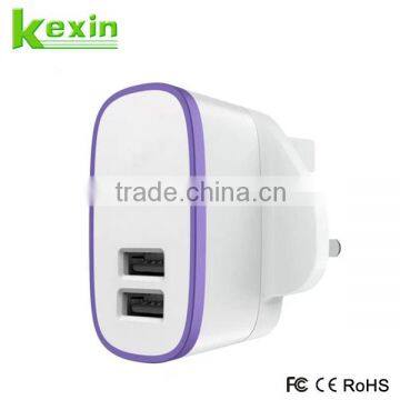 High Quality Wall Mount USB Charger with Dual USB, Portable 5V 2.1A USB Power Adaptor