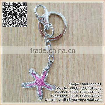 Wholesale Promotion Gifts Pink Star Silver Metal Keychain