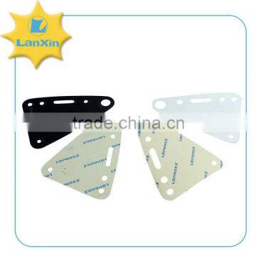 Shaped adhesive plastic plate with hole