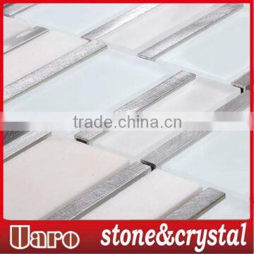 Marble Stone and Crystal Glass Water Jet Mosaic Tile