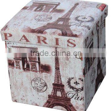 Paris Printing PVC foldable storage ottoman