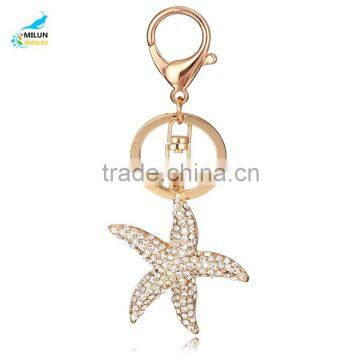 Custom fashion metal keychain starfish keyring