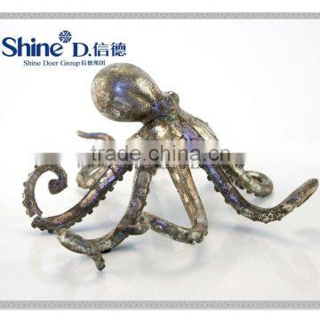 Polyresin sea octopus with silver foil finish lifelike sea life