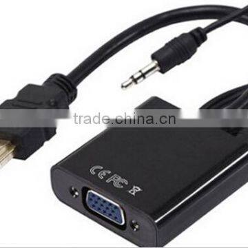 top quality cabletolink HDMIMale to VGA Video Converter Adapter Cable 1080P HD + Audio AUX Black