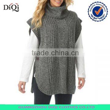 Newest arrival womens plus size cowl neck pullover poncho sweaters