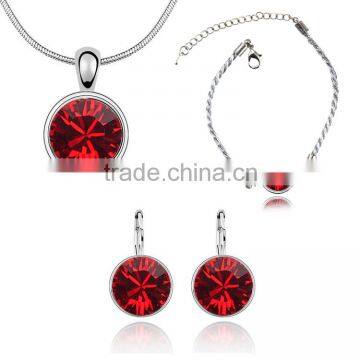 New arrival austria crystal twisted chain silver plated jewelry set of 4