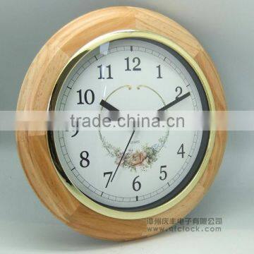 Simple modern style quartz wood wall clock silver bezel clock