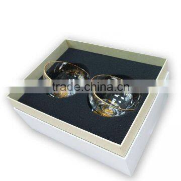 400 ml 24K Gold Leaf Inside Dish Glass Cup Crystal Fruit Bowl photo-6