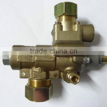 Brass safety automatic emergency shut-off gas control valve with pilot fire port for kitchen equipment