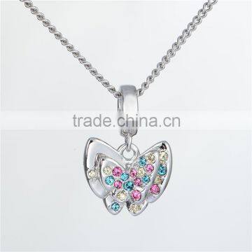 925 Silver Beads Butterfuly Animal Charms Pendant Necklace photo-2