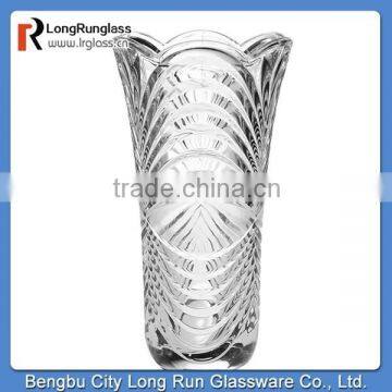 LongRun funny creative design wave carved pattern glass vase wholesale cheap glassware